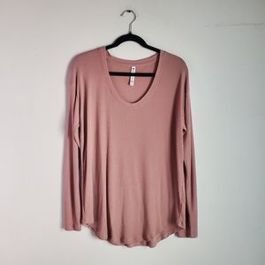 Athleta Cloudlight Rib Long Sleeve Top Women's M Pink Mauve Modal